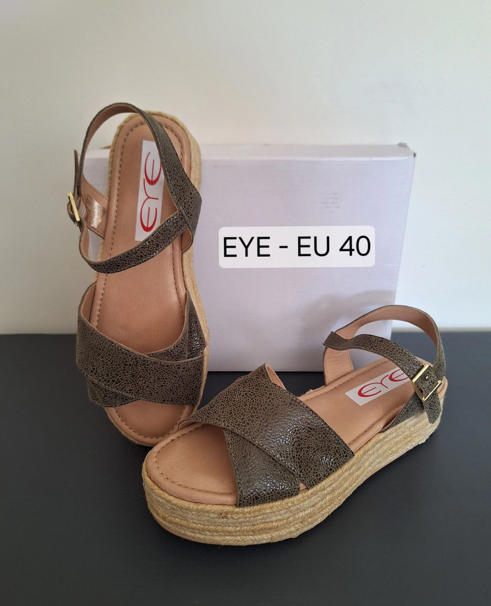 Groene leren espadrilles / sandalen met plateauzool maat 40